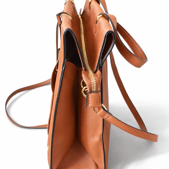 Steve Madden BNOLLA Cognac Satchel Tote NWT Gold Hardware - Picture 7 of 9